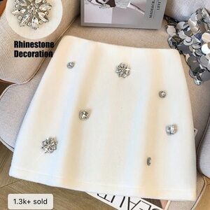 Chic White Skirt with Rhinestone Accents